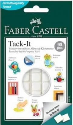 Tăiere și lipire - Gumă adezivă Faber-Castell Tack-It, 50 g, 90 bucăți