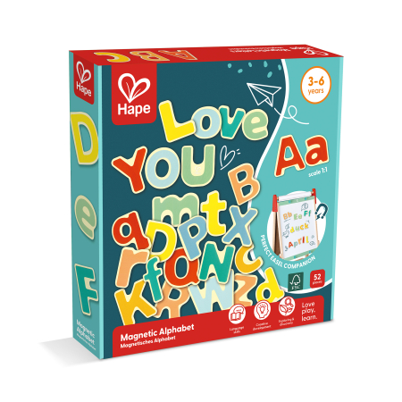 Hape - Jucarie din lemn copii – Magneti alfabet (52 piese) alfabetar