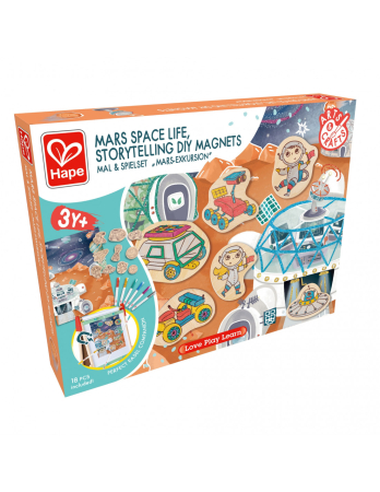 Hape - Kit de creat magneti pentru copii cu tematica Spatiu – 17 piese