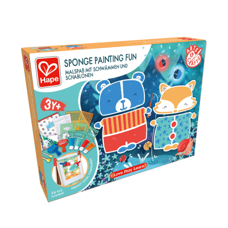 Hape - Kit pictura copii cu bureti – 24 piese