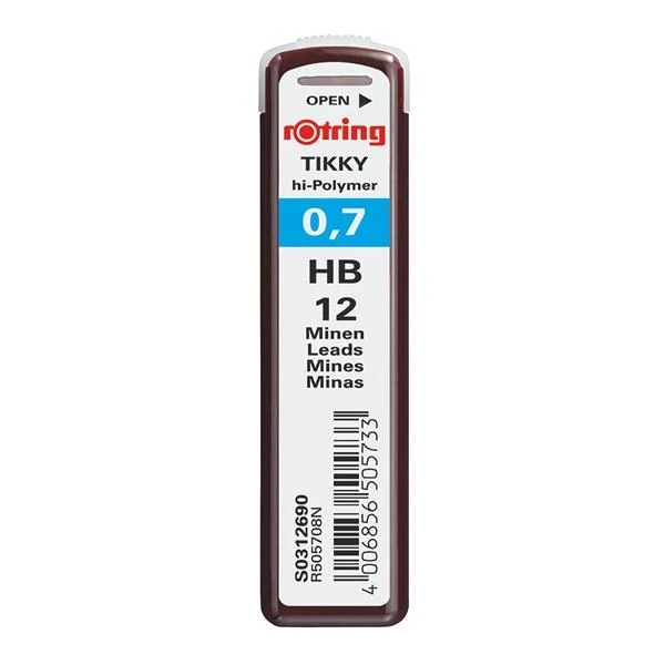 Mine pentru creioane mecanice - Mine pentru creion mecanic Rotring Hi-Polymer HB, 0,7 mm