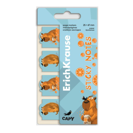 Index-uri adezive - Notițe autoadezive ErichKrause Happy Capy, 67 × 25 mm, 80 file