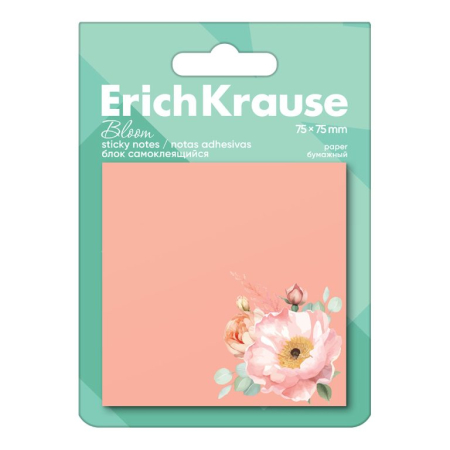 Cuburi de hârtie pentru notițe - Notițe autoadezive ErichKrause Pastel Bloom, 75 × 75 mm, 50 file