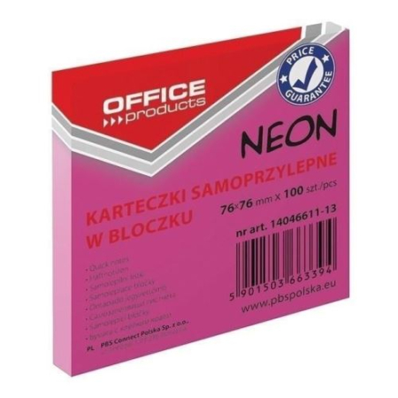 Cuburi de hârtie pentru notițe - Notițe autoadezive Office Products, 76 × 76 mm, 100 file