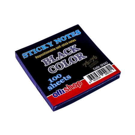 Cuburi de hârtie pentru notițe - Notițe autoadezive OffiShop, 75 × 75 mm, 100 file, negru