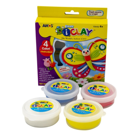 Plastilină - Pastă de modelaj Amos iClay IC18P4, 4 culori, 4 × 18 g