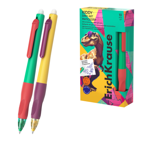 Pixuri - Pix cu cerneală care se șterge ErichKrause Kiddy Matic&Grip Dino Art, 0,5 mm, albastru