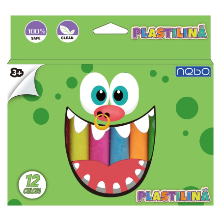 Plastilină - Plastilină NEBO, 12 culori, 190 g