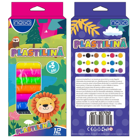 Plastilină - Plastilină NEBO, 12 culori