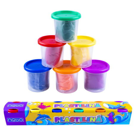 Plastilină - Plastilină pentru modelaj NEBO, 6 culori, 100 g