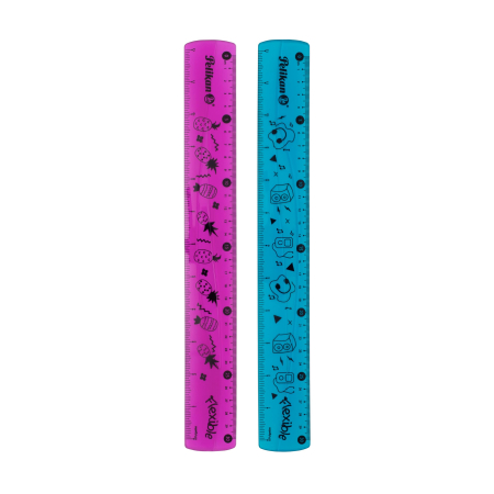 Rigle - Riglă flexibilă Pelikan, 30 cm, albastru și roz