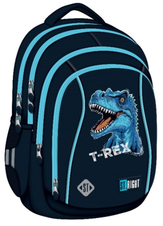 Ghiozdane Gimnaziu și Liceu - Rucsac Ergonomic ST.RIGHT Blue T-Rex, 24 L, 42 × 30 × 20 cm