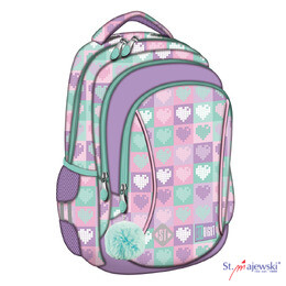 Ghiozdane Gimnaziu și Liceu - Rucsac Ergonomic ST.RIGHT Candy Hearts, 3 Compartimente, 43 × 31 × 20 cm