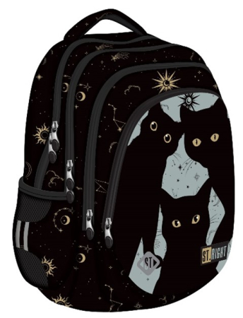 Ghiozdane Gimnaziu și Liceu - Rucsac Ergonomic ST.RIGHT Night Cats, 24 L, 42 × 30 × 20 cm