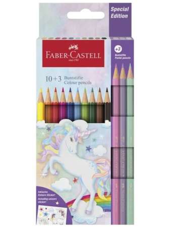 Papetărie - Set 10+3 Creioane Colorate Unicorn Faber-Castell