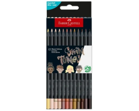 Papetărie - Set 12 Creioane Colorate Skin Tones Black Edition Faber-Castell