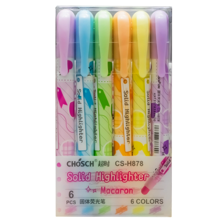 Evidențiatoare - Set 6 evidențiatoare solide Macaron, culori pastel