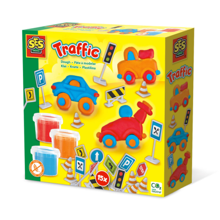 Papetărie - Set creativ cu plastilină și semne de circulație SES Creative