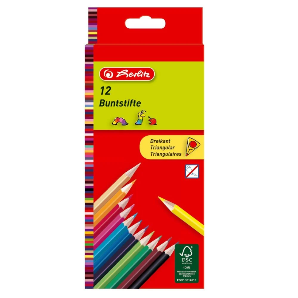 Papetărie - Set creioane color triunghiulare Herlitz, 12 buc