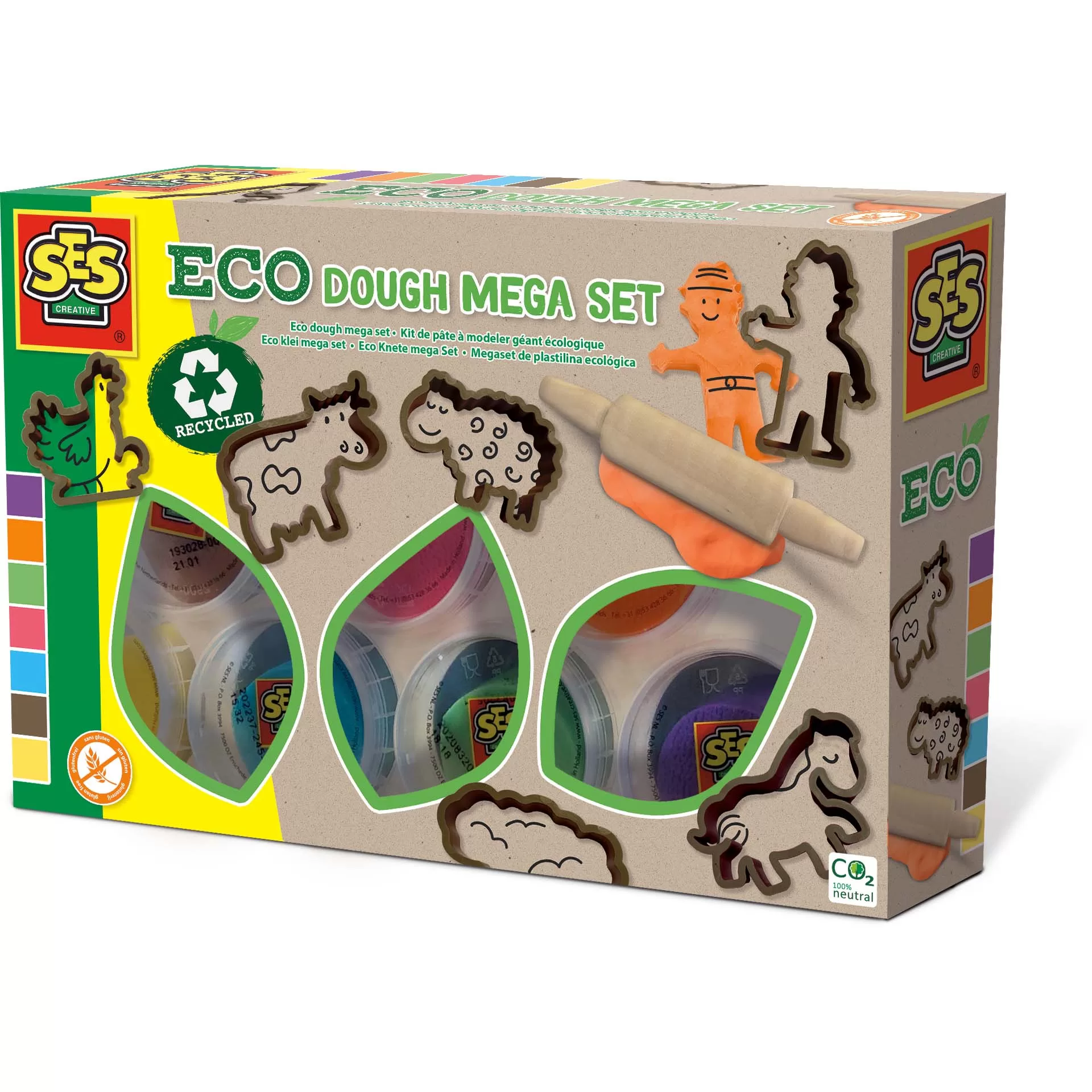 Plastilină - Set plastilină ecologică SES Creative Dough ECO – Set mare cu unelte