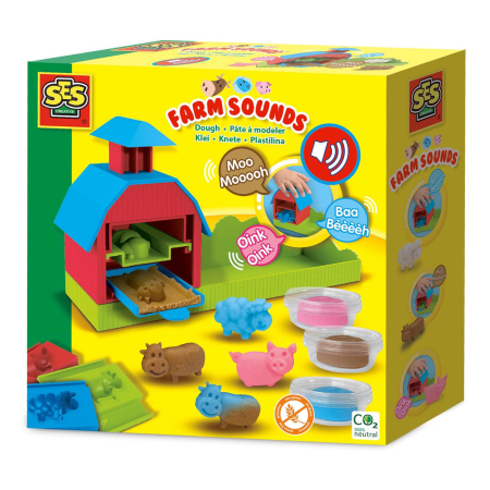 Papetărie - Set plastilină SES Creative Dough – Sunete de la fermă