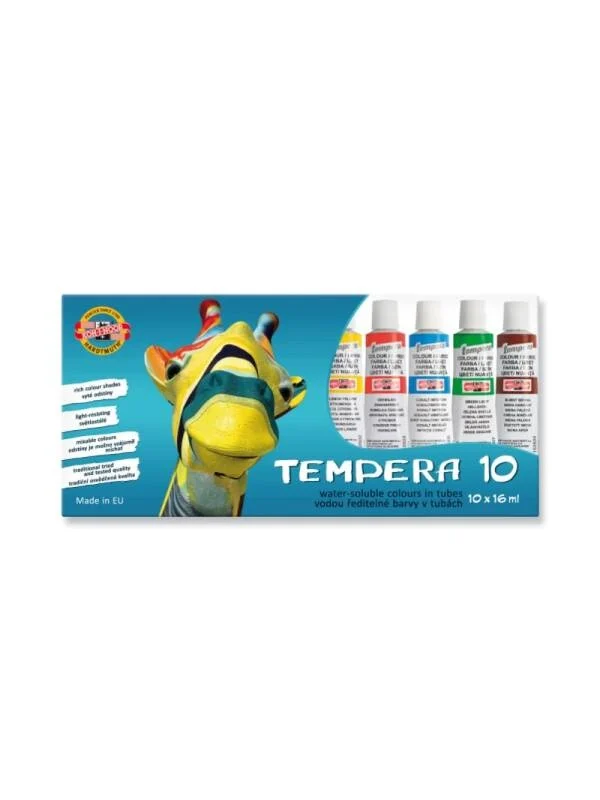 Tempera și Guașe - Set vopsele tempera Koh-I-Noor Girafa, 10 culori x 16 ml