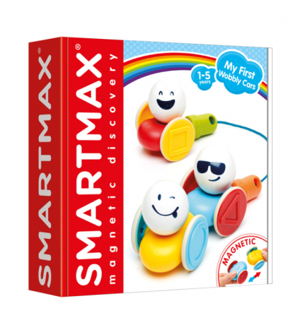 1-5 ani - Joc magnetic Smart Max, My First Wobbly Cars, Primele mele masini amuzante, 7 piese