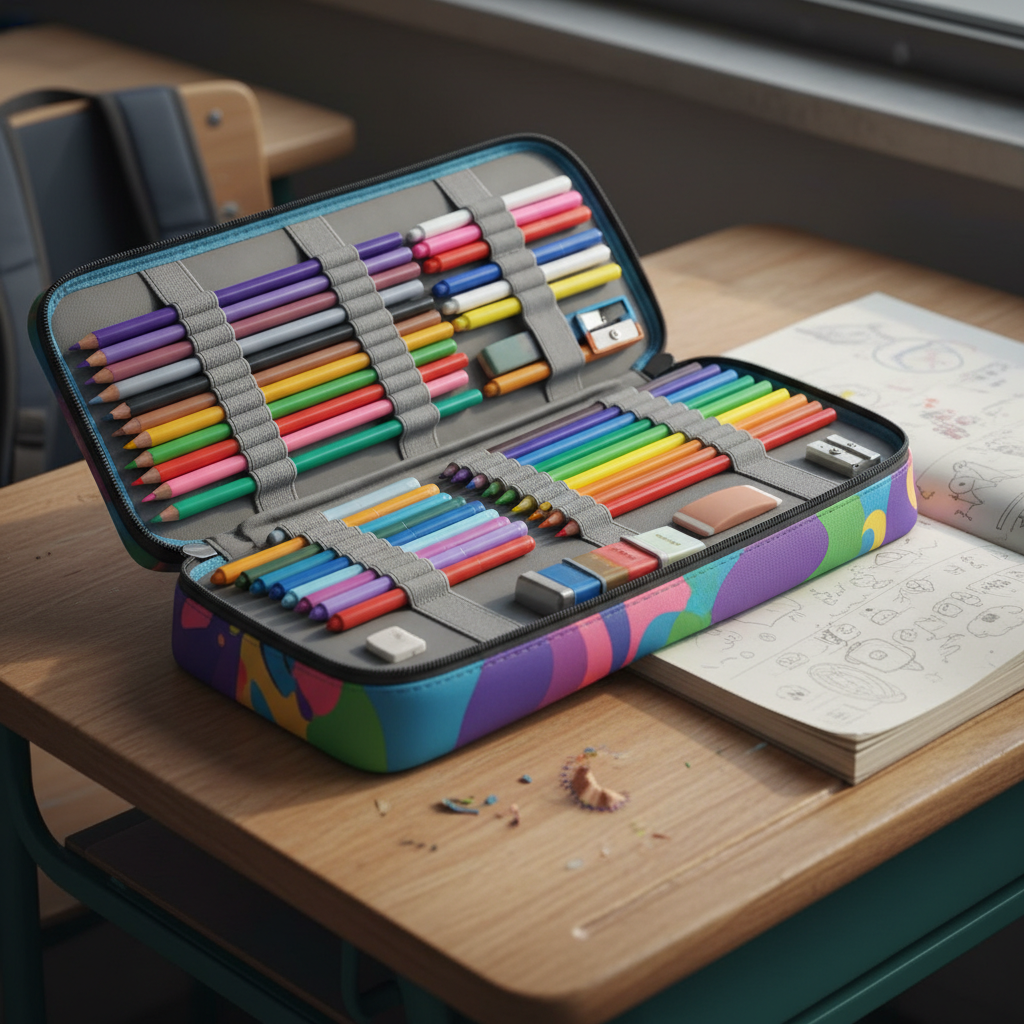 penar echipat cu rechizite organizate