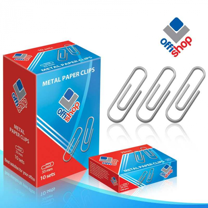 Agrafe birou metalice, 33mm, 100buc/cutie - OFFISHOP [2]