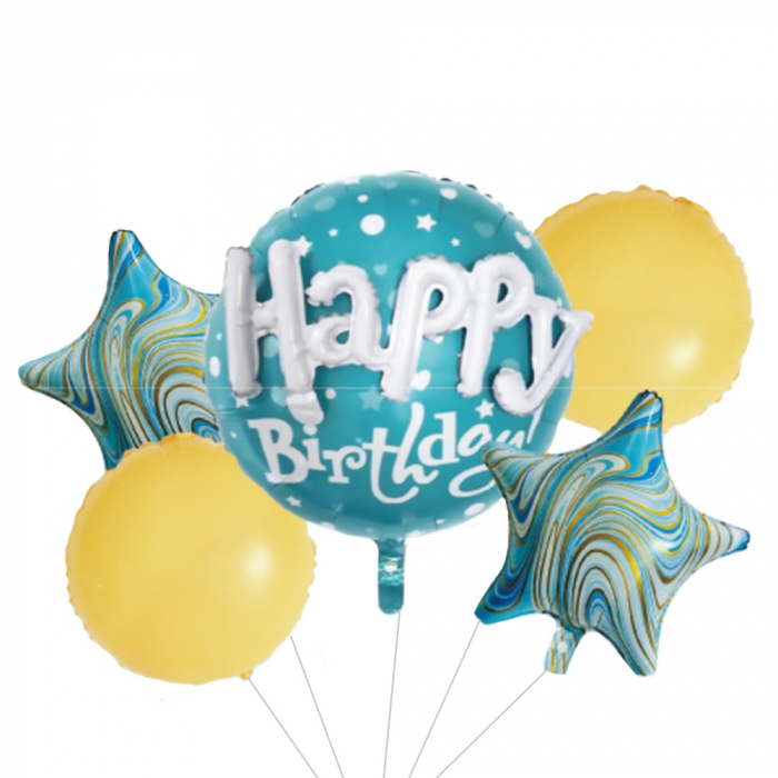 Set Baloane folie aluminiu "Happy Birthday" Albastru [2]