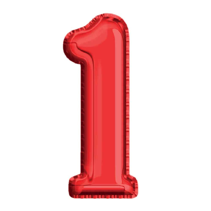 Balon, folie aluminiu, rosu, cifra 1, 40 cm [2]