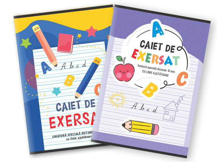 Caiet A5 de exersat cu liniatura speciala dictando 10mm, cu linie ajutatoare [2]
