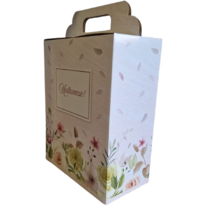 Cutie cadou carton ondulat model trandafiri "Mulțumesc" 260x135x325 mm [2]