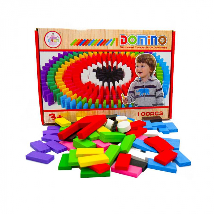 Domino din lemn colorat, 100 pcs/cutie [2]
