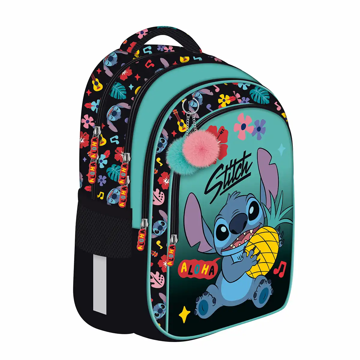 Ghiozdan scolar Majewski,Stitch Black Aloha, 4 compartimente, 40x28x18 cm [1]
