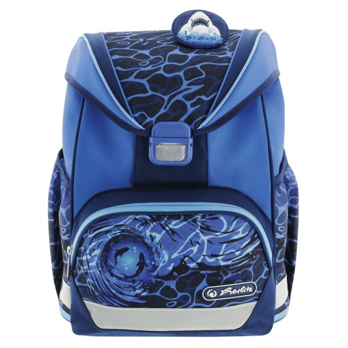 Ghiozdan scolar neechipat, Blue Shark, 36x28x21 cm [1]