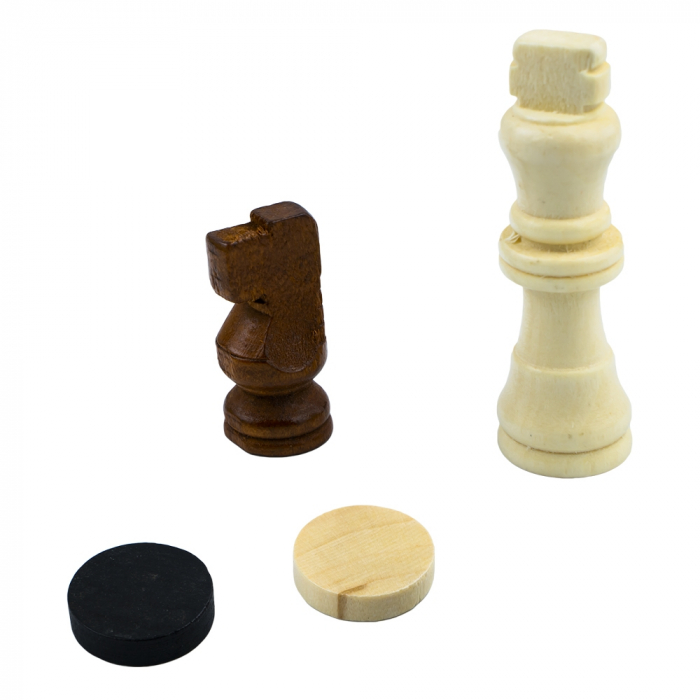 Joc 3 in 1: Sah, table, dame! Cutie lemn, 40x19cm [5]