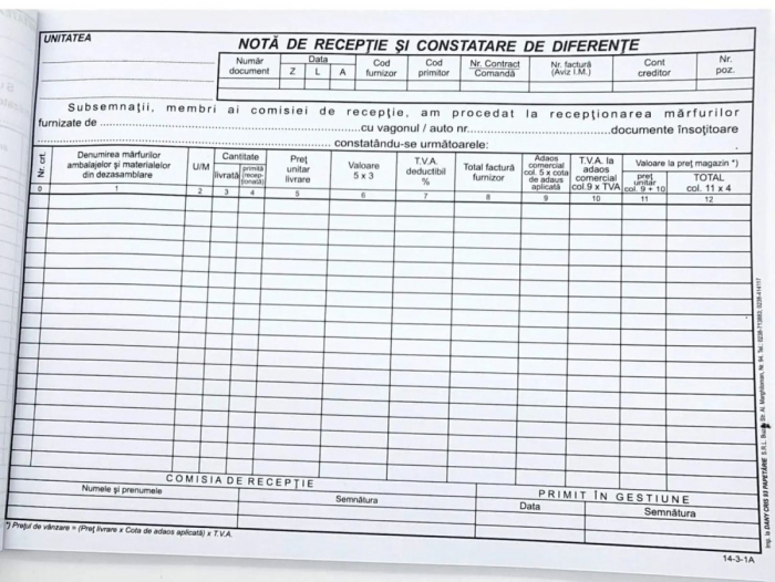 Nota de receptie si constatare de diferente, A4 [2]