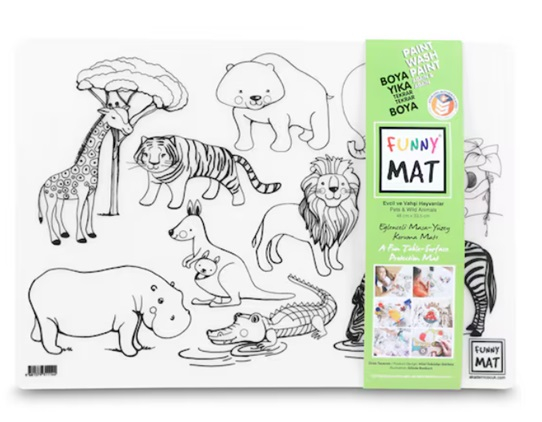 Plansa Funny Mat cu 1 set creta si creioane - Animale Domestice si Salbatice [1]