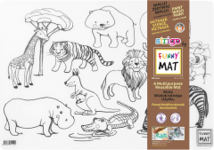 Plansa Funny Mat cu 1 set creta si creioane - Animale Salbatice [1]