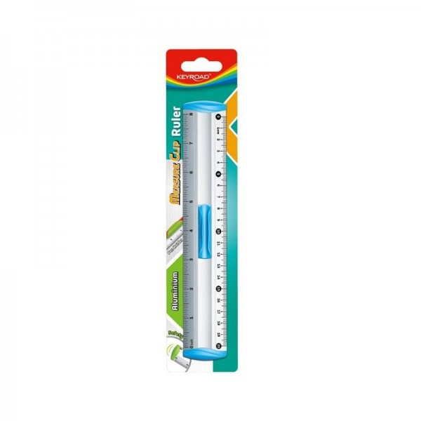Rigla Keyroad, 20cm, aluminiu, diverse culori, cu suport creion [2]