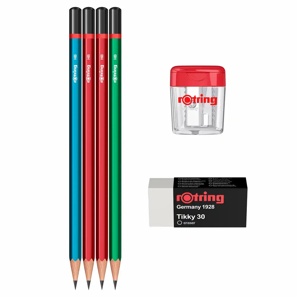 Set 4 creioane grafit Rotring, HB, radiera Tikky30, ascutitoare [1]