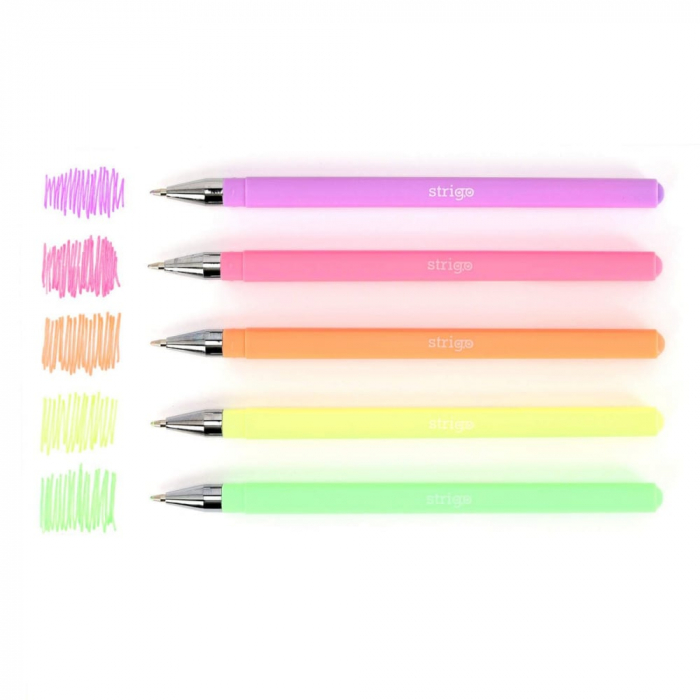 Set 5 buc Pix cu gel Strigo Pastel - 0.8mm [2]