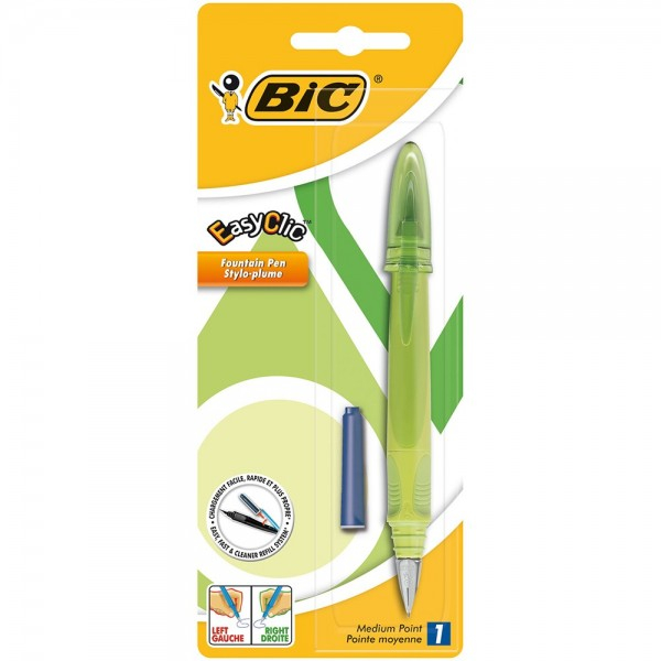 Stilou Bic EasyClic, varf M, alimentare rezerve, grip cauciucat, blister (+1 rezerva), diverse culori [1]