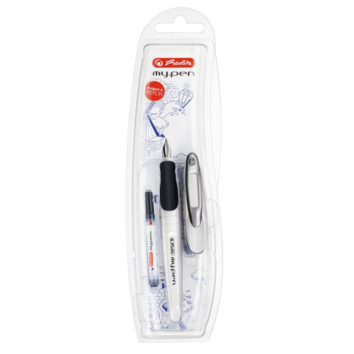 Stilou my.pen, penita M, alb/negru, blister [1]