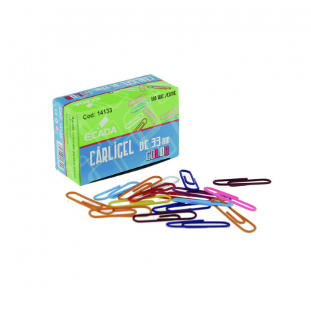Agrafe birou, ace, clipsuri si pioneze - Agrafe birou color ECADA carligel 33mm