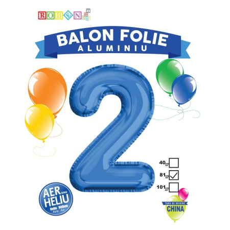 Articole party - Balon, Folie Aluminiu, Albastru, Cifra 2, 81 Cm