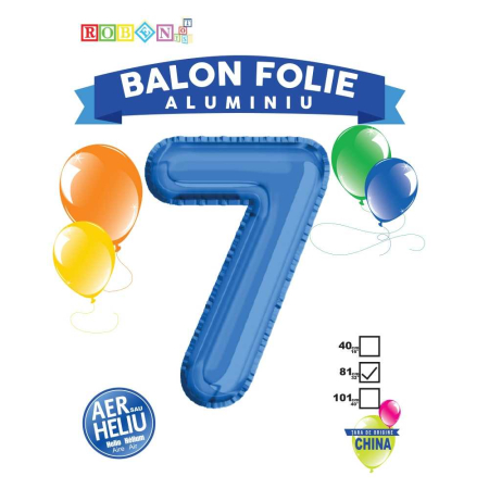 Articole party - Balon, Folie Aluminiu, Albastru, Cifra 7, 81 Cm