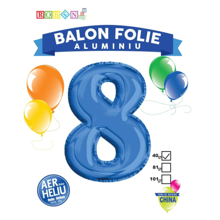 Articole party - Balon, folie aluminiu, albastru, cifra 8, 40 cm