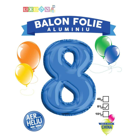 Articole party - Balon, Folie Aluminiu, Albastru, Cifra 8, 81 Cm